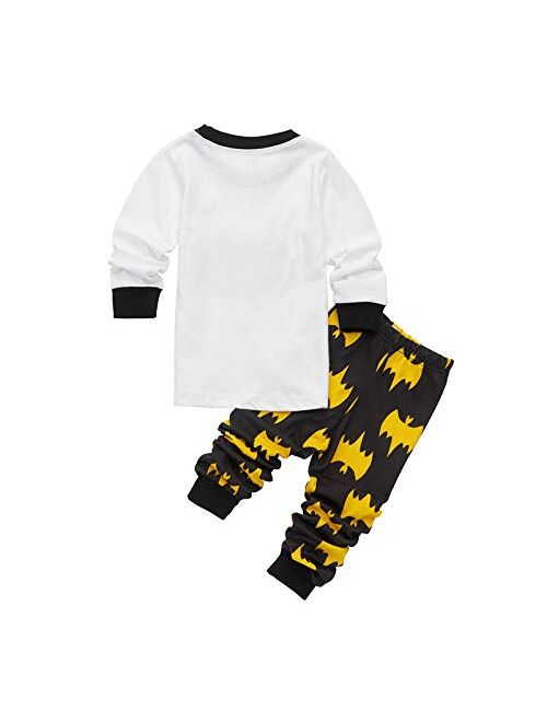 Youenyou Toddler Boys Long Sleeve Rocket Dinosaur Pajamas Sets Pjs Cotton Sleepwear Infant Kids