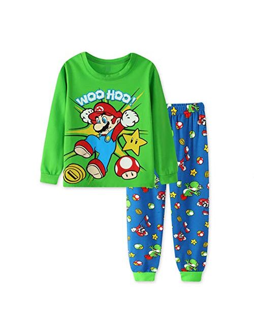 Youenyou Toddler Boys Long Sleeve Rocket Dinosaur Pajamas Sets Pjs Cotton Sleepwear Infant Kids