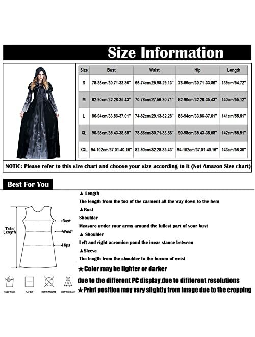 QUFECH Women's Halloween Dress 2022 Female Death Dress Skeleton Costumes Costume Grim Reaper Dress Vampire Costume