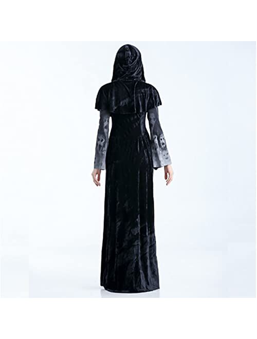 QUFECH Women's Halloween Dress 2022 Female Death Dress Skeleton Costumes Costume Grim Reaper Dress Vampire Costume