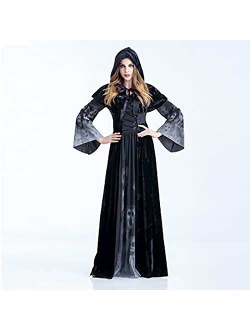 QUFECH Women's Halloween Dress 2022 Female Death Dress Skeleton Costumes Costume Grim Reaper Dress Vampire Costume