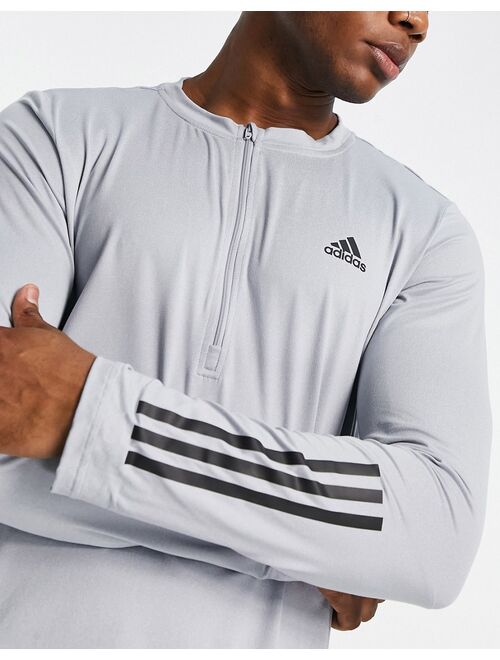 adidas performance adidas Training Train 365 1/4 zip long sleeve t-shirt in gray