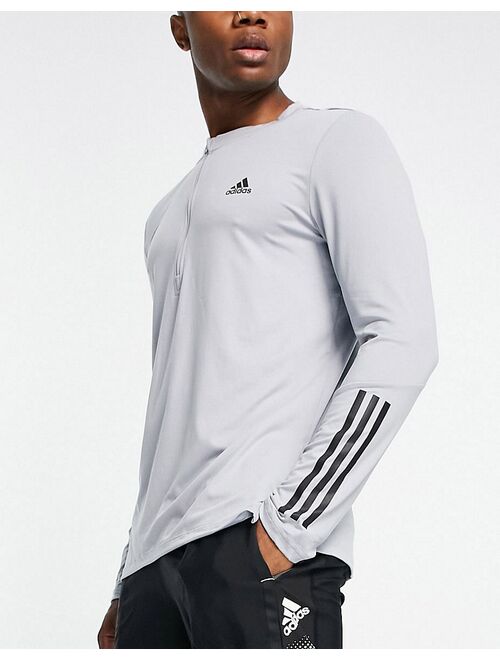 adidas performance adidas Training Train 365 1/4 zip long sleeve t-shirt in gray