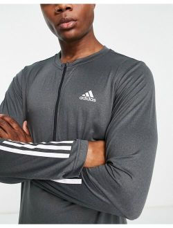 performance adidas Training Train 365 1/4 zip long sleeve t-shirt in black