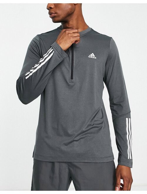 adidas performance adidas Training Train 365 1/4 zip long sleeve t-shirt in black