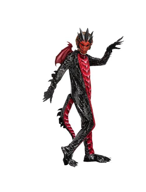 Spooktacular Creations Child Black and Red Dragon Costume, Boys Dragon Wings, Tail and Mask Set for Halloween Dress Up