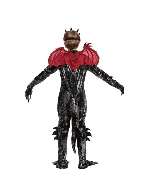 Spooktacular Creations Child Black and Red Dragon Costume, Boys Dragon Wings, Tail and Mask Set for Halloween Dress Up