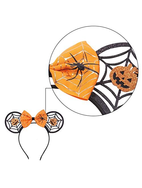 YanJie Halloween Mouse Ears Bow Headbands, Spider Halloween Decoration Cosplay Costume for Girls & Women (Spider)