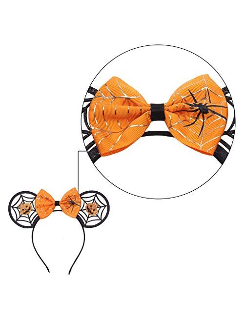 YanJie Halloween Mouse Ears Bow Headbands, Spider Halloween Decoration Cosplay Costume for Girls & Women (Spider)