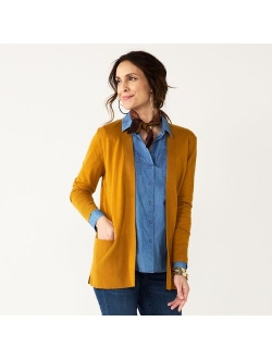 Classic Ribbed Open-Front Cardigan