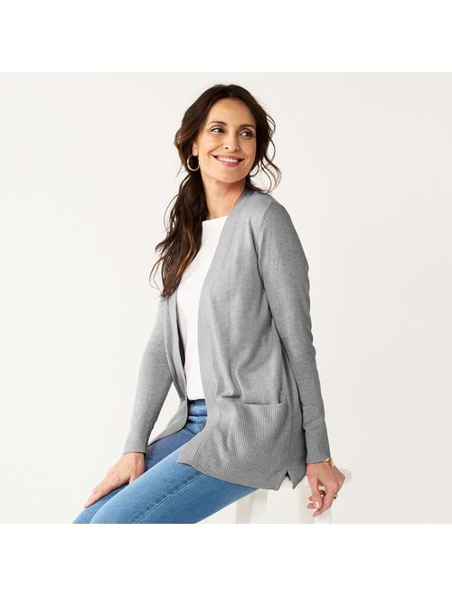 Women's Croft & Barrow Classic Ribbed Open-Front Cardigan