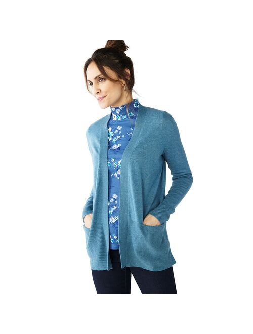 Women's Croft & Barrow Classic Ribbed Open-Front Cardigan