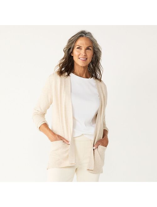 Women's Croft & Barrow Classic Ribbed Open-Front Cardigan