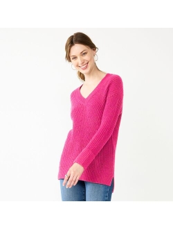 Stitch Front V-Neck Sweater