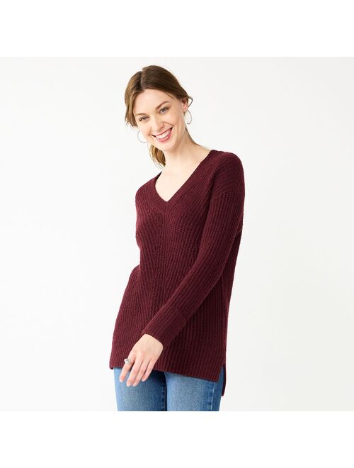 Women's Nine West Stitch Front V-Neck Sweater