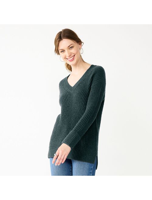 Women's Nine West Stitch Front V-Neck Sweater