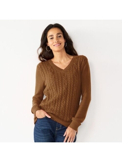 Classic V-Neck Cable Sweater