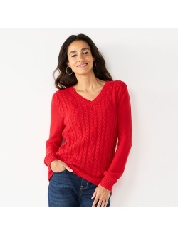 Classic V-Neck Cable Sweater