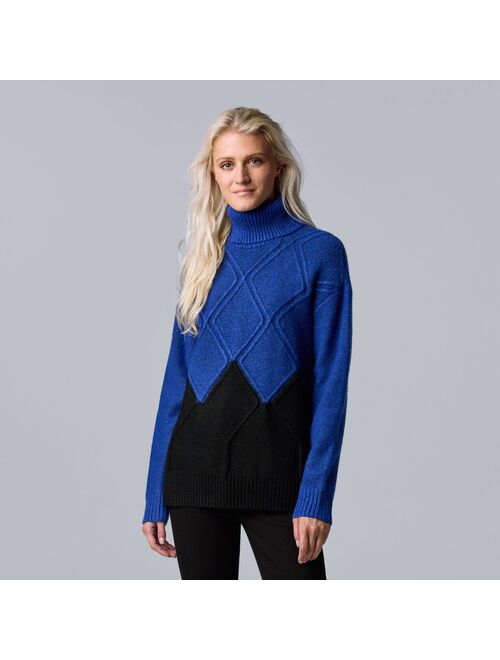 Women's Simply Vera Vera Wang Argyle Colorblock Sweater