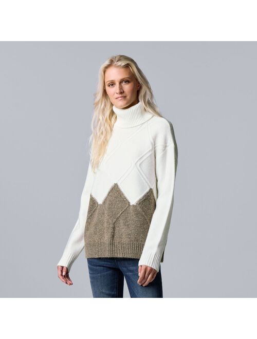 Women's Simply Vera Vera Wang Argyle Colorblock Sweater