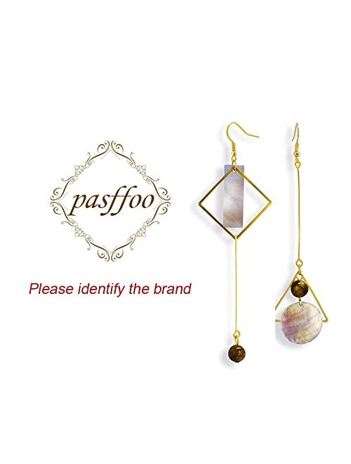 Pasffoo Mismatch Asymmetry Abstract Drop Dangle Abalone Shell Earrings for Woman and Girls