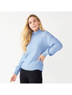 Mockneck Balloon Sleeve Sweater