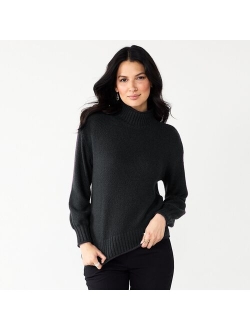 Mockneck Balloon Sleeve Sweater