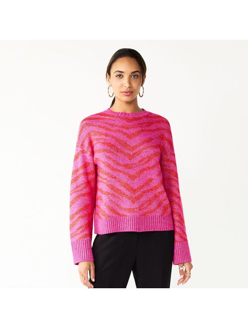 Women's Nine West Patterned Crewneck Sweater