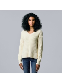 V-Neck Ribbed Sweater