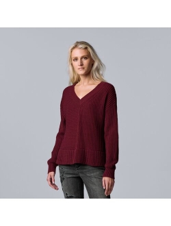 V-Neck Ribbed Sweater