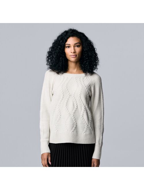 Women's Simply Vera Vera Wang Cable-Knit Crewneck Sweater