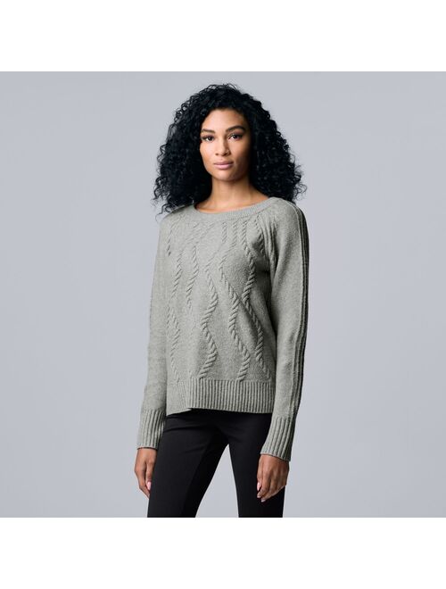 Women's Simply Vera Vera Wang Cable-Knit Crewneck Sweater