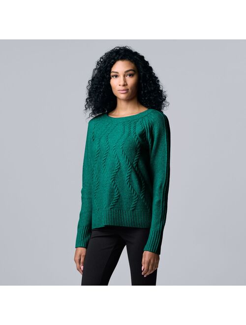 Women's Simply Vera Vera Wang Cable-Knit Crewneck Sweater