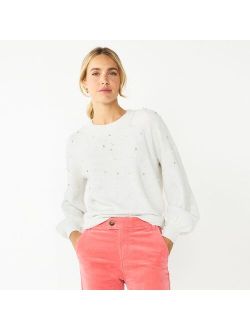 Women's DRAPER JAMES RSVP Long Sleeve Embellished Sweater