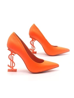 Dollar Sign Pointed Toe High Heel Pump