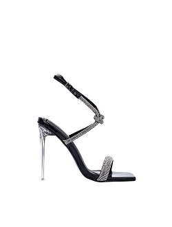 Women Rhinestone Clear High Heel Sandals