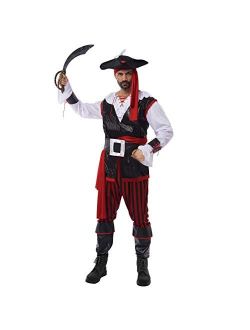 Pirate Costume Mens Plundering Sea Captain Adult Set for Halloween Dress Up Party