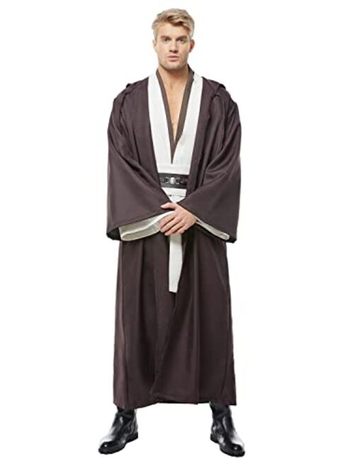 Cosplaysky Adult Outfit for Jedi Costume Halloween Robe Tunic Hooded Uniform