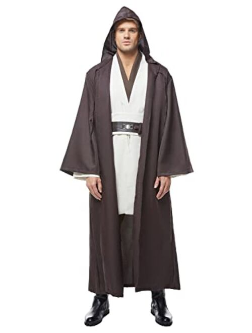 Cosplaysky Adult Outfit for Jedi Costume Halloween Robe Tunic Hooded Uniform