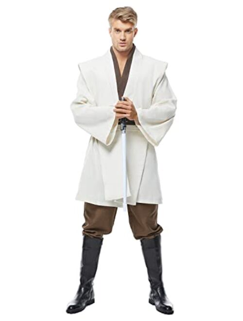 Cosplaysky Adult Outfit for Jedi Costume Halloween Robe Tunic Hooded Uniform