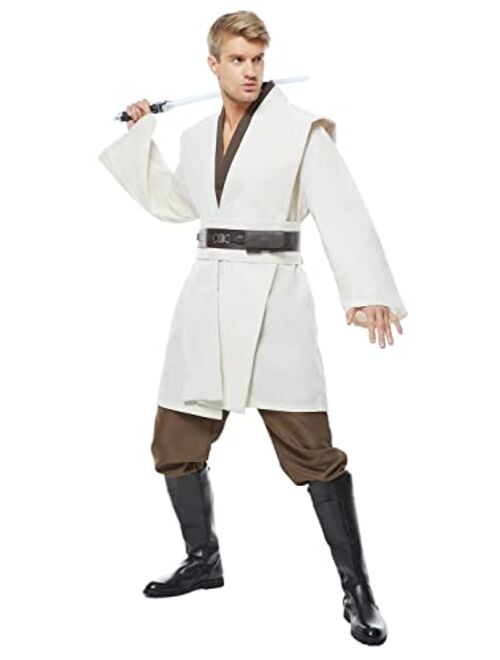 Cosplaysky Adult Outfit for Jedi Costume Halloween Robe Tunic Hooded Uniform