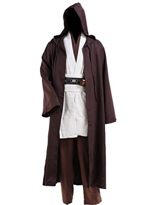 Cosplaysky Adult Outfit for Jedi Costume Halloween Robe Tunic Hooded Uniform