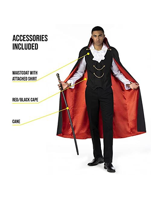 Morph Costumes Vampire Costume Men Adult Count Dracula Costume Gothic Vampire Costume For Men Halloween Costume For Men