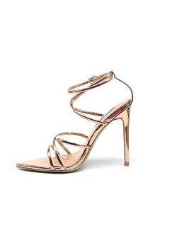 Women's Strappy Pointy Open Toe Ankle Strap Stiletto Sandal-Ada