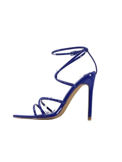 Women's Strappy Pointy Open Toe Ankle Strap Stiletto Sandal-Ada