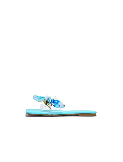 Cape Robbin Rival Flat Sandals Slides for Women, Womens Transparent Mules Slip On Shoes