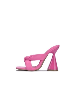 Divi Sexy Twisted-Knot Heels for Women, Slip On Square Open Toe Heels