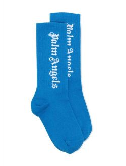 Kids logo print ribbed socks