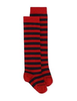 Kids logo-embroidered stripe socks