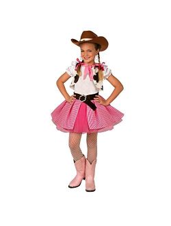 Kids Cowgirl Costume Cute Girls Pink Western Rodeo Dress Up Outfit For Children